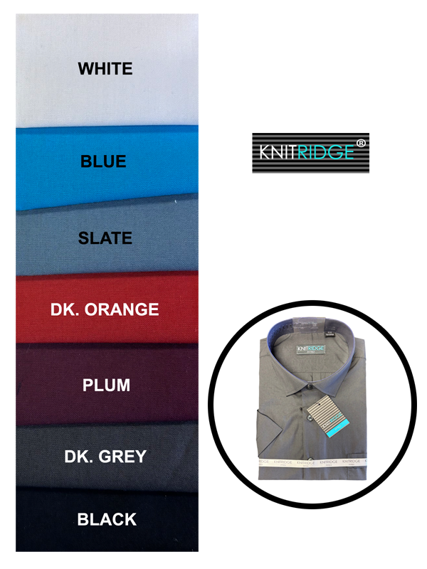 Knitridge® Solid Colour 65/35 Dress Shirt - Fitted L/S - Fitted Tall Man L/S - Standard Fit L/S - Fitted Short Sleeve - 7 Colours including White