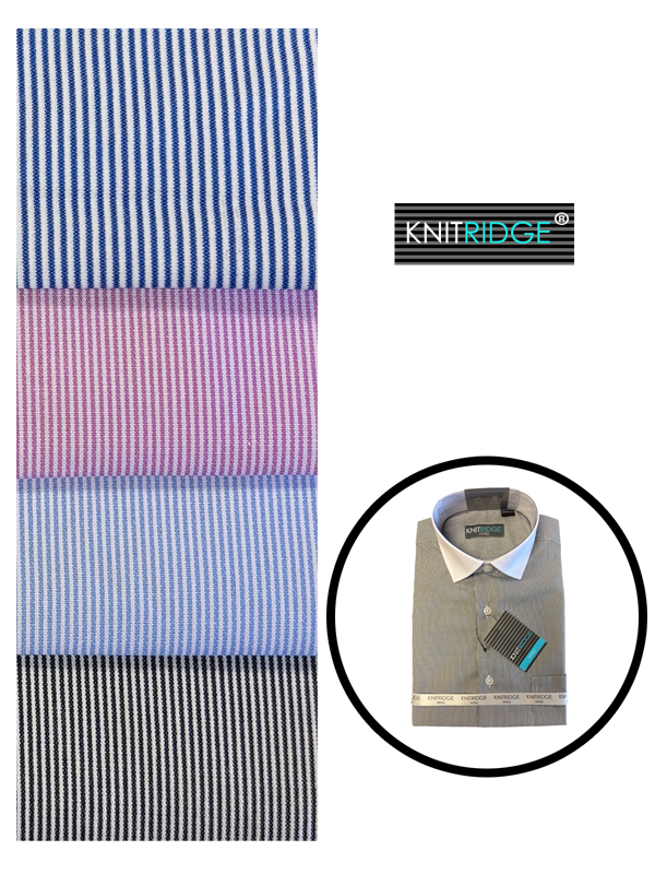 Knitridge® Fitted Stripe Shirt White Collar Long Sleeve (4 Colours Available)