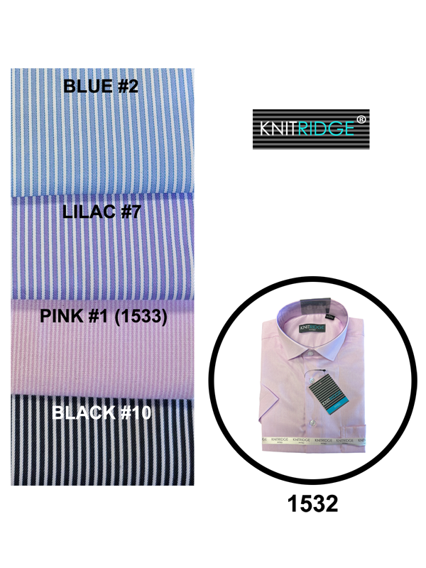 Knitridge® Fitted Stripe Short Sleeve Shirt (4 Colours available)