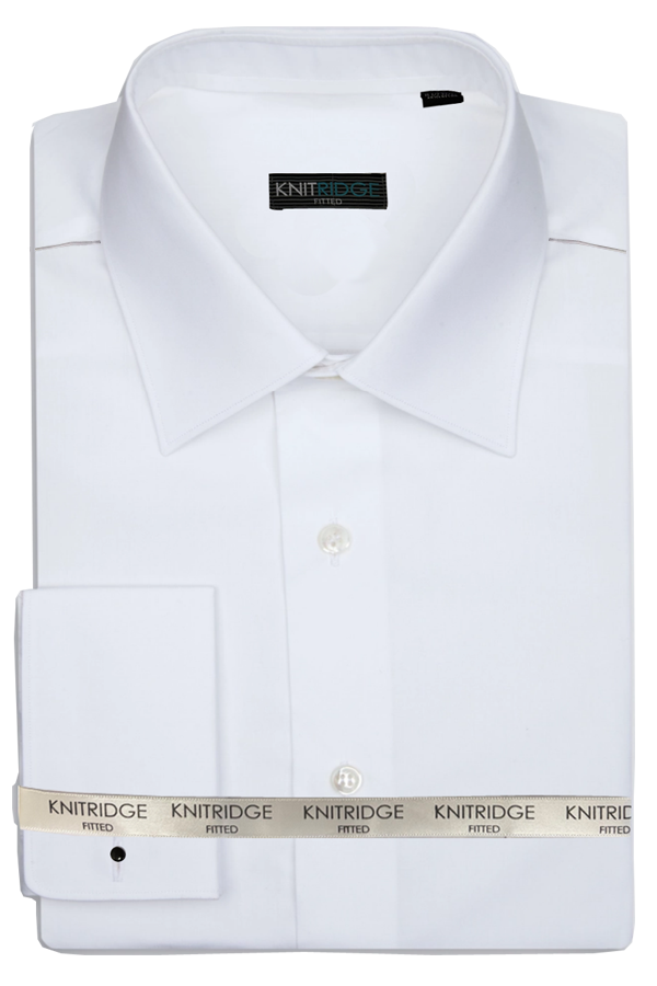 Knitridge® White Double (French) Cuff Fitted Shirt